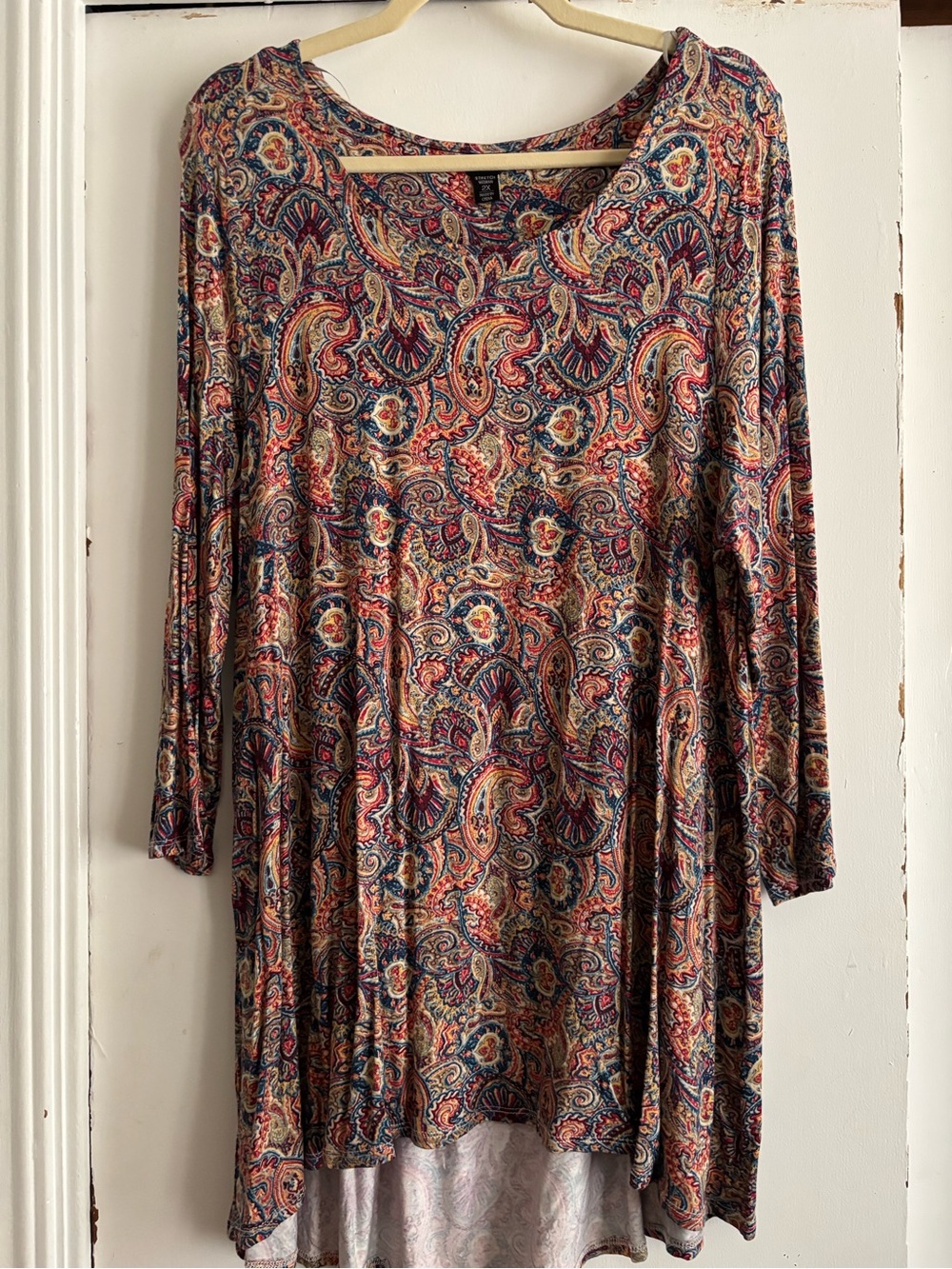 intro. Paisley Swing Tunic in Navy, Red, and Gold